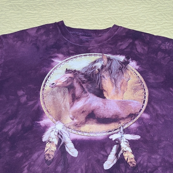 T-shirt The Mountain Y2K - Tie Dye Nature Horse - Taille XL - Vintage USA